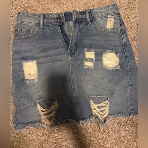 SHEIN distressed denim skirt